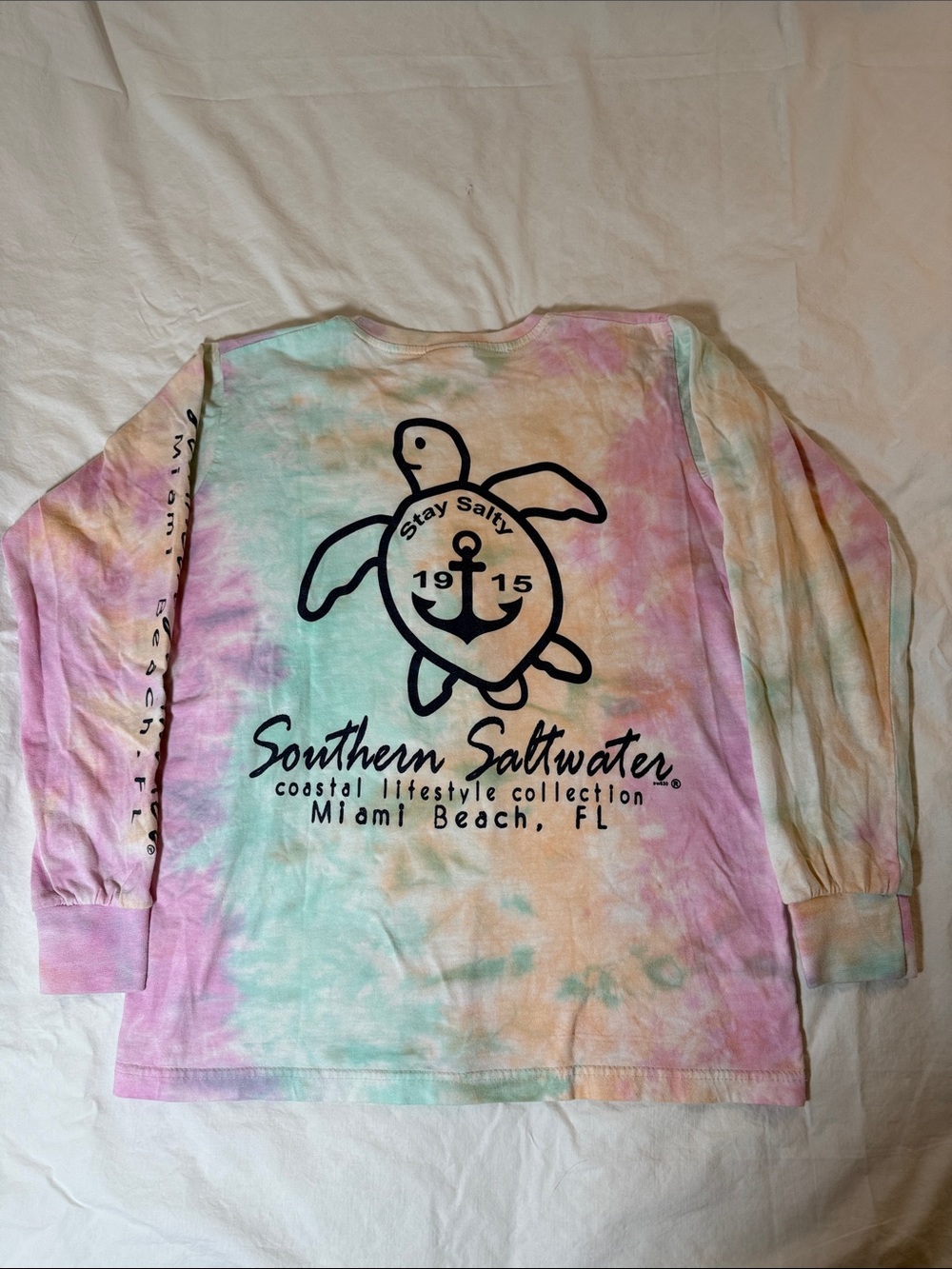 Exist Pastel Tie-Dye Long Sleeve Tee with Sea Turtle Pocket - Picture 7 of 8